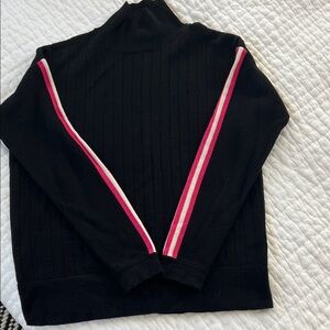 Vilagallo Black Turtleneck Sweater with Red and White Stripes